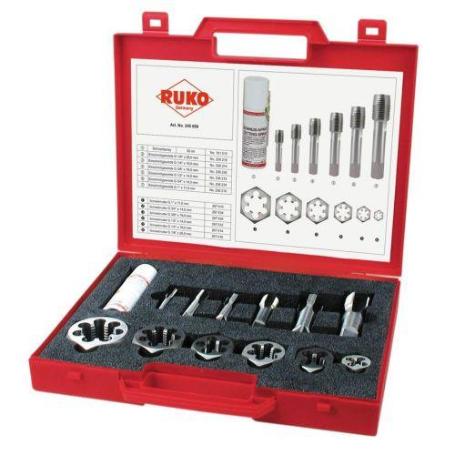 RUKO-245059-JUEGO DE MACHOS HSS DE REPARACIÓN PARA ROSCAS DE TUBERÍAS CILÍNDRICAS SANIATRIAS RECTIFICADOS (13 PIEZA
