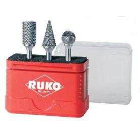 RUKO-116001-JUEGO DE 3 FRESAS DE METAL DURO CON V&#XE1;STAGO DE 6 MM