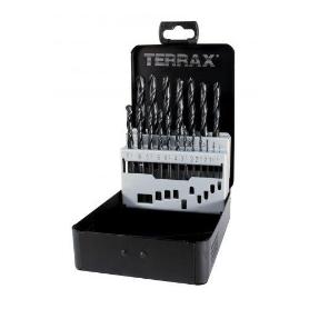 TERRAX-A205210-JUEGO DE 19 BROCAS DIN 338 TIPO N HSS LAMINADAS