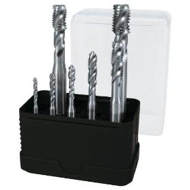 TERRAX-A245058TX-JUEGO DE 7 MACHOS MÁQUINA M DIN 371/376 TIPO C 35  HSS RECTIFICADOS EN ESTUCHE DE PLÁSTICO