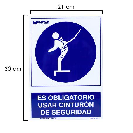 CARTEL USO OBLIGATORIO CINTURON SEGURIDAD 30X21 CM.