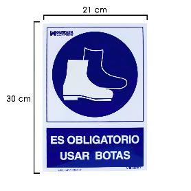 CARTEL OBLIGATORIO USO DE BOTAS 30X21 CM.