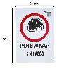 CARTEL PROHIBIDO PASAR SIN CASCO 30X21 CM.