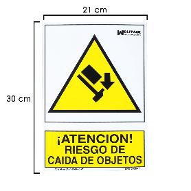 CARTEL RIESGO CAIDA DE OBJETOS 30X21 CM.