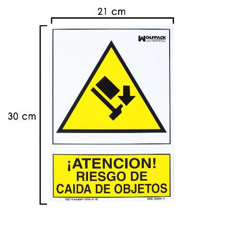 CARTEL RIESGO CAIDA DE OBJETOS 30X21 CM.