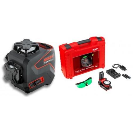 SOLA-PLANO3DGREENPRO-NIVEL LÁSER DE LÍNEAS 360  CON GAFAS Y SOPORTE PARA PARED PLANO 3D GREEN PROFESSIONAL