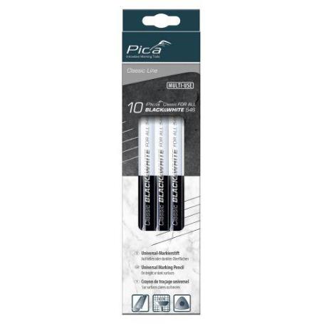 PICA-546/24-10-LÁPIZ UNIVERSAL PICA CLASSIC BLACK-WHITE 546 (EN CAJA DE 10 UDS.)