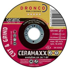 DRONCO-AK36T-115-DISCO DE CORTE Y DESBASTE CERAMAXX DE 115 X 3 MM (CAJA 10)