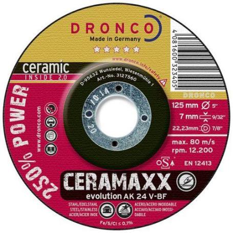 DRONCO-AK24V-125-DISCO DE DESBASTE CERAMAXX DE 125 X 7 MM (CAJA 10)