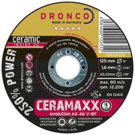 DRONCO-AK46V-115-DISCO DE CORTE ULTRA R&#XE1;PIDO CERAMAXX DE 115 X 1,6 MM (CAJA 25)