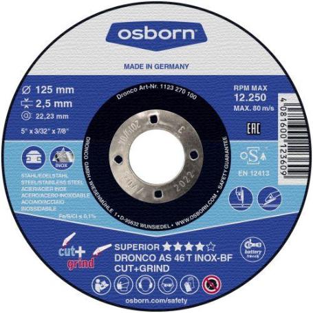 DRONCO-AS46TINOXCG-115-DISCO DE CORTE METAL AS 46 / AS 30 T INOX CUT+GRIND SPECIAL (CORTE+DESBASTE) 115 X 2,5 MM (C