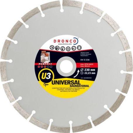 DRONCO-U3-230-DISCO DE DIAMANTE PERFECT U3 UNIVERSAL OBRA (ANTES ST) &#XD8; 230 MM