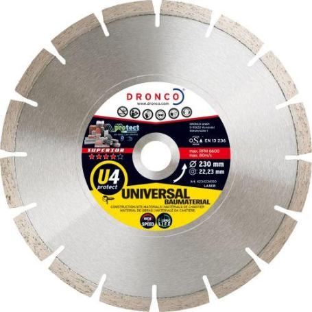 DRONCO-U4PROTECT-115-DISCO DE DIAMANTE SUPERIOR U4 PROTECT UNIVERSAL OBRA &#XD8; 115 MM