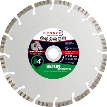 DRONCO-B4-115-DISCO DE DIAMANTE SUPERIOR B4 HORMIG&#XF3;N (ANTES LT56) &#XD8; 115 MM