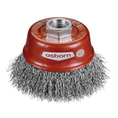 OSBORN-2008613062-CEPILLO TAZA ACERO LATONADO DE ALAMBRE ONDULADO CON TUERCA M14 Y FILAMENTO DIAMETRO  0.30 MM (75X