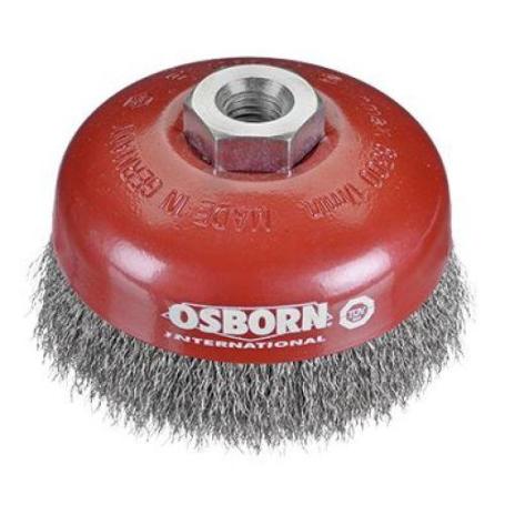 OSBORN-2008613065-CEPILLO TAZA ACERO LATONADO DE ALAMBRE ONDULADO CON TUERCA M14 Y FILAMENTO DIAMETRO  0.30 MM (125
