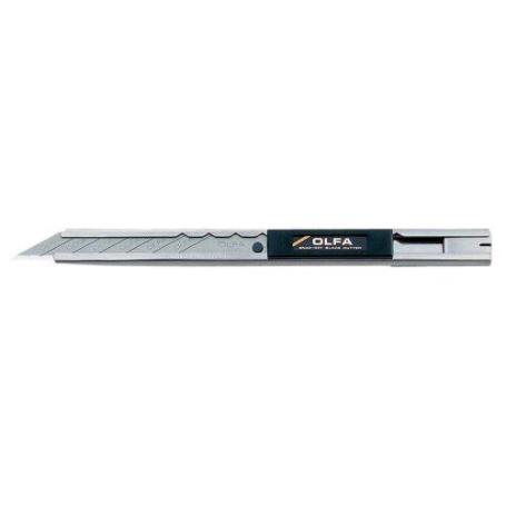 OLFA-SAC-1-C&#XFA;TER CON BLOQUEO AUTOMÁTICO, MANGO DE ACERO INOXIDABLE Y CUCHILLA DE 9 MM DE ÁNGULO DE CORTE 30 