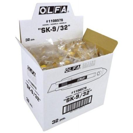 OLFA-SK-9/32-CUTTER DE SEGURIDAD CON P&#XFA;A DE METAL DURO Y CUCHILLA TRAPEZOIDAL DE 17,5 MM EN BOLSA DE PL&#XE1;S