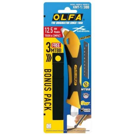 OLFA-XMT-1/3BB-C&#XFA;TER DE BLOQUEO AUTOMÁTICO XMT-1 CON 3 CUCHILLAS MTBB DE 12,5 MM