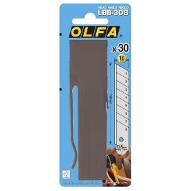 OLFA-LBB-30B-PACK DE 30 CUCHILLAS TROCEABLES NEGRAS EXCEL BLACK DE 18 MM EN CAJA DE PLÁSTICO CON CLIP