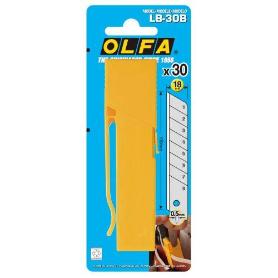 OLFA-LB-30B-PACK DE 30 CUCHILLAS TROCEABLES PLATEADAS DE 18 MM EN CAJA DE PLÁSTICO CON CLIP