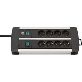 BRENNENSTUHL-1391000908-BASE M&#XFA;LTIPLE PREMIUM-ALU-LINE TECHNICS CON 2 Y 3 INTERRUPTORES (8 TOMAS)