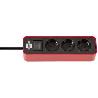 BRENNENSTUHL-1153230070-BASE M&#XFA;LTIPLE ECOLOR ROJA/ NEGRA CON DISEÑO COMPACTO (3 TOMAS)