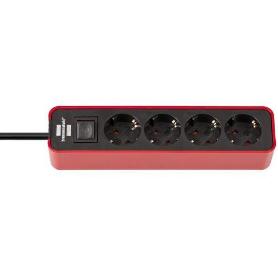BRENNENSTUHL-1153240070-BASE M&#XFA;LTIPLE ECOLOR ROJA/ NEGRA CON DISEÑO COMPACTO (4 TOMAS)