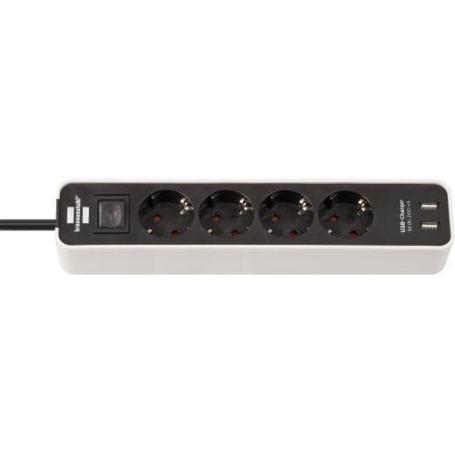 BRENNENSTUHL-1153240026-BASE M&#XFA;LTIPLE ECOLOR CON DISEÑO COMPACTO Y PUERTOS USB (COLOR BLANCO/ NEGRO)