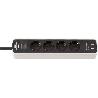 BRENNENSTUHL-1153240026-BASE M&#XFA;LTIPLE ECOLOR CON DISEÑO COMPACTO Y PUERTOS USB (COLOR BLANCO/ NEGRO)