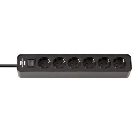 BRENNENSTUHL-1153260000-BASE M&#XFA;LTIPLE ECOLOR NEGRA CON DISEÑO COMPACTO (6 TOMAS)