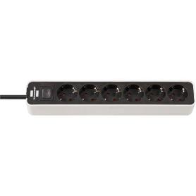 BRENNENSTUHL-1153260020-BASE M&#XFA;LTIPLE ECOLOR BLANCA/ NEGRA CON DISEÑO COMPACTO (6 TOMAS)
