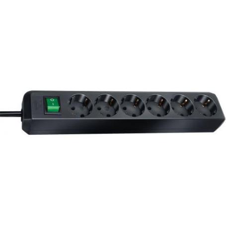 BRENNENSTUHL-1159500400-BASE MúLTIPLE ECO-LINE NEGRA CON INTERRUPTOR (6 TOMAS Y 3 M)