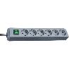 BRENNENSTUHL-1159540015-BASE M&#XFA;LTIPLE ECO-LINE GRIS PLATA CON INTERRUPTOR (6 TOMAS Y 1.5 M)