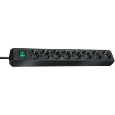 BRENNENSTUHL-1159300018-BASE M&#XFA;LTIPLE ECO-LINE NEGRA CON INTERRUPTOR (8 TOMAS Y 3 M)