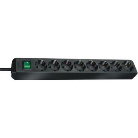 BRENNENSTUHL-1159300018-BASE MúLTIPLE ECO-LINE NEGRA CON INTERRUPTOR (8 TOMAS Y 3 M)