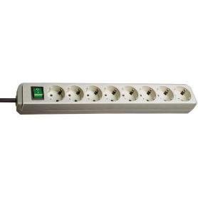 BRENNENSTUHL-1159350018-BASE M&#XFA;LTIPLE ECO-LINE GRIS CLARO CON INTERRUPTOR (8 TOMAS Y 3 M)