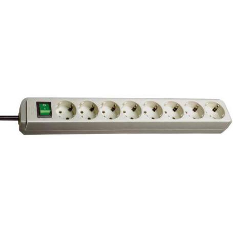 BRENNENSTUHL-1159350018-BASE M&#XFA;LTIPLE ECO-LINE GRIS CLARO CON INTERRUPTOR (8 TOMAS Y 3 M)