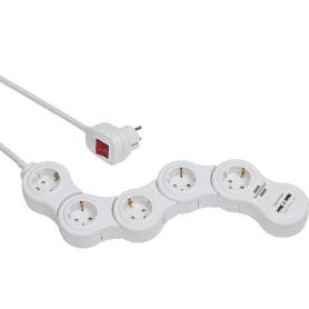 BRENNENSTUHL-1155350210-BASE M&#XFA;LTIPLE MANIOBRABLE VARIO-POWER CON PUERTOS USB