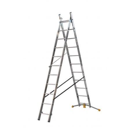 HAILO-1412-801-ESCALERA COMBINADA DE 2 TRAMOS CON ESTABILIZADOR CURVO HOBBYLOT (2X9)