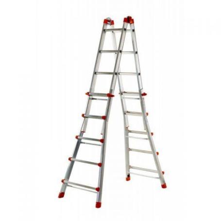 GIERRE-AL004-ESCALERA TELESCÓPICA MULTIPOSICIÓN DE ALUMINIO PEPPINA DE 125 KG (5+5 PELDAÑOS)
