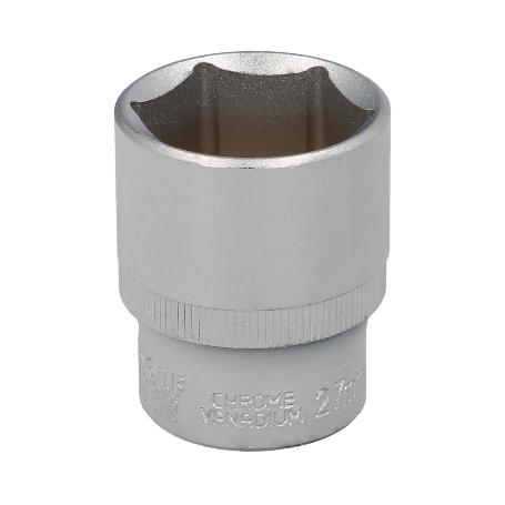 LLAVE VASO 1/2 HEXAGONAL 27 MM. PERFIL DE 6 CARAS. ACERO CROMO VANADIO, ARISTAS REDONDAS