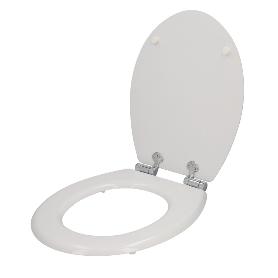 TAPA WC UNIVERSAL BLANCA CAIDA AMORTIGUADA, ASIENTO INODORO, CIERRE LENTO, BISAGRAS AJUSTABLES,