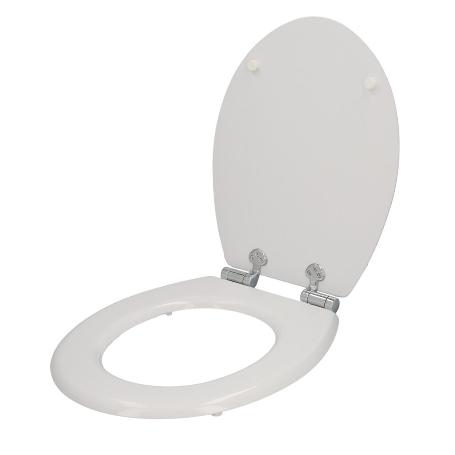 TAPA WC UNIVERSAL BLANCA CAIDA AMORTIGUADA, ASIENTO INODORO, CIERRE LENTO, BISAGRAS AJUSTABLES,