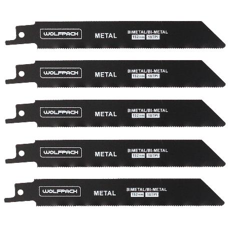 HOJA SIERRA SABLE PARA METALES 152 MM. 18 TPI. 5 PIEZAS. SIERRA HIERRO ALUMINIO, COBRE, PLASTICO