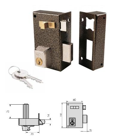 CERRADURA CVL 756A / 60 / HIERRO ESMALTADO DERECHA CILINDRO 70 MM.