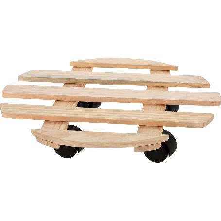 SOPORTE MACETAS RUEDAS MADERA 35 CM