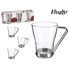 TAZAS TE VIDRIO ASA INOXIDABLE 24 CL 3 PIEZAS LOTE 3