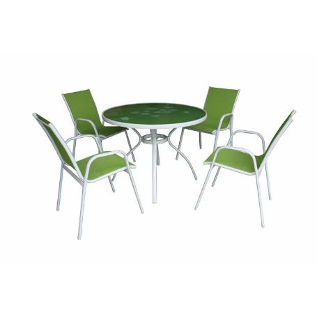 MESA 100 CM + 4 SILLONES AFRICA VERDE CONJUNTO