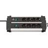 BRENNENSTUHL-1391000912-BASE M&#XFA;LTIPLE PREMIUM-ALU-LINE TECHNICS CON 2 Y 3 INTERRUPTORES (12 TOMAS)